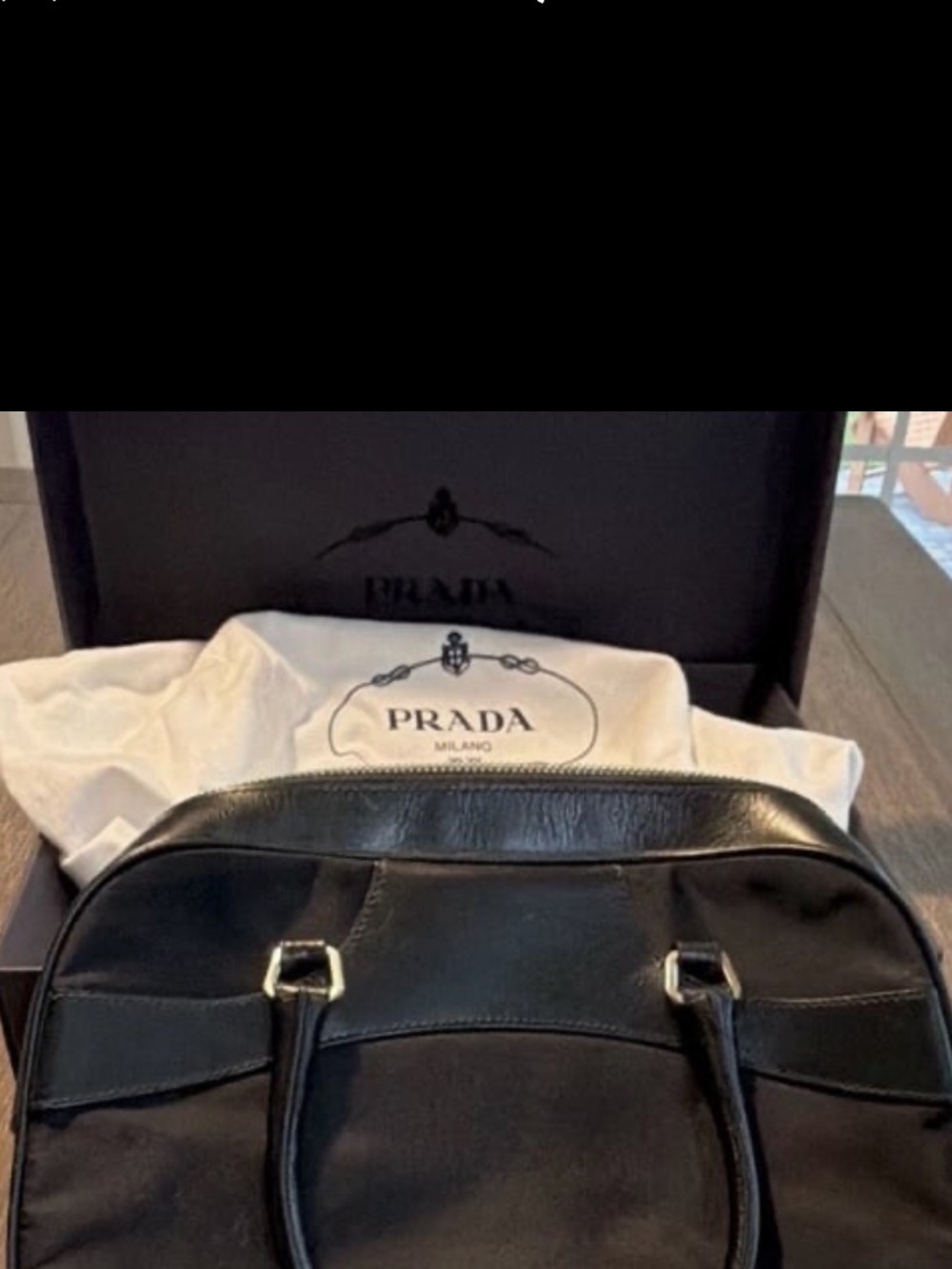 Prada Black Leather & Nylon Dome Satchel with Top Handles - Picture 3 of 10